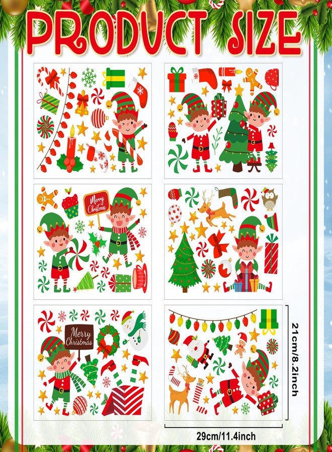 Resholder 131 Pcs 6 Sheets Christmas Elf Stickers Christmas Wall Elf Window Clings Xmas Window Films Home Decorations for Winter Holiday Classroom Office Party Supplies - Image 2
